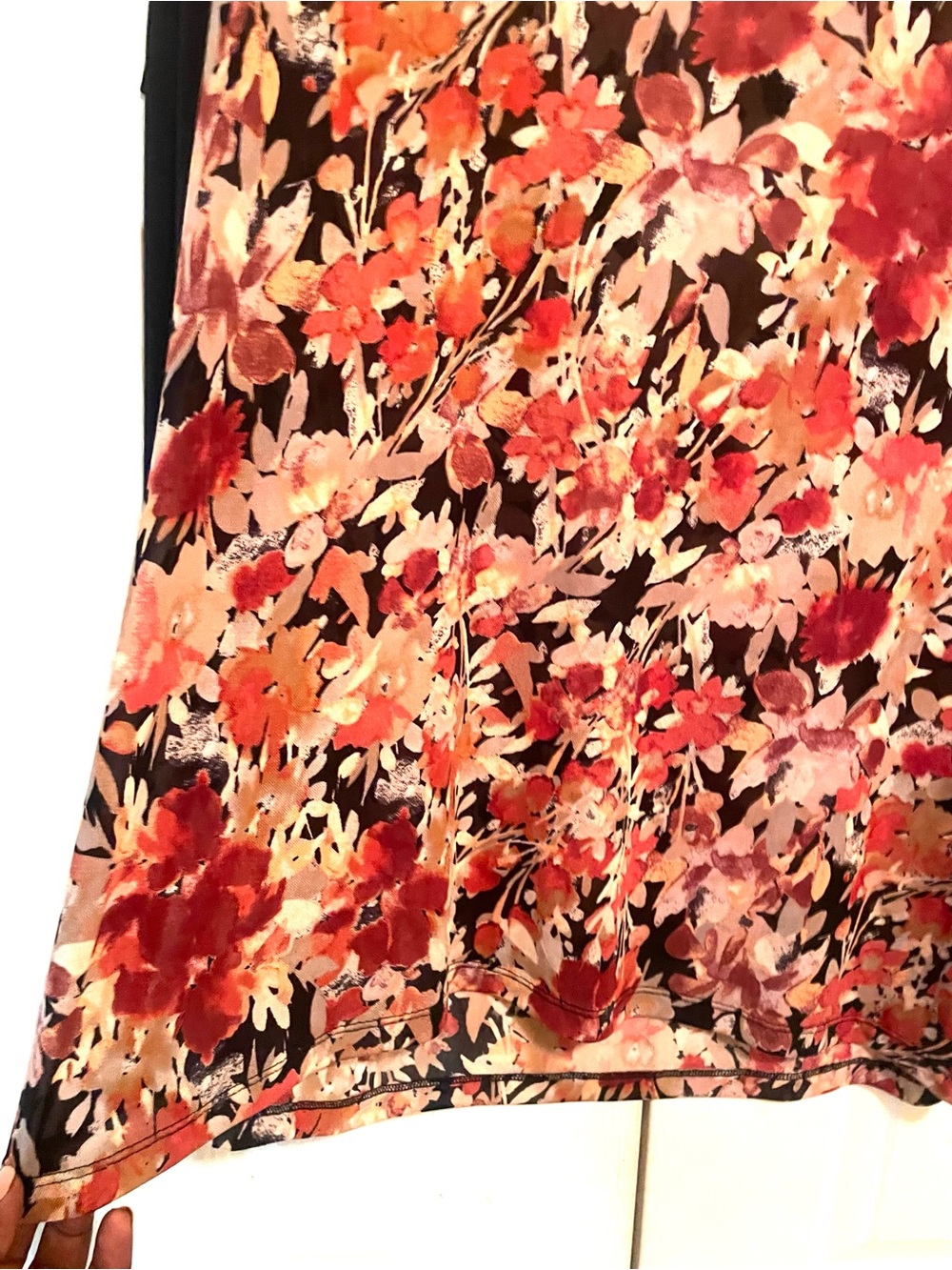 LOGO Layers by Lori Goldstein 1X Floral Sheer Mesh Tunic Top Black Pink Orange - Picture 7 of 15